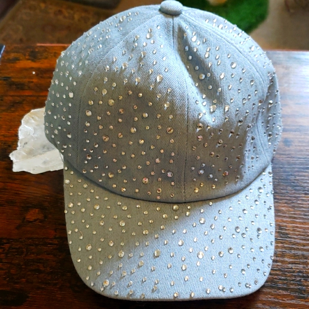 Illuma Rhinestone Light Denim Baseball Cap